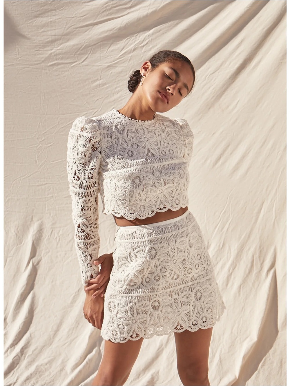 SAYLOR Bernie Lace Crochet Set - White